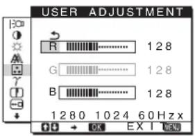 USER ADJUSTMENT R 128 G 128 B 128 1280 1024 60 Hz x