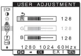USER ADJUSTMENT R 128 G 128 B 128 1280 1024 60 Hz x