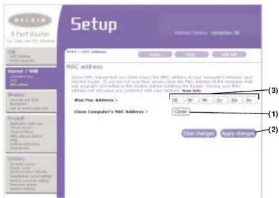 BELKIN F5D72304 - Configuration de votre adresse MAC (Media Access Controller) WAN - 1