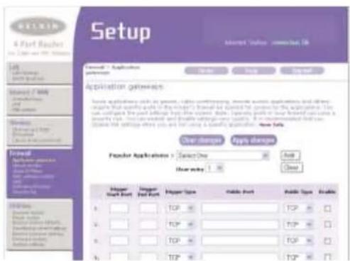 BELKIN F5D72304 - Configuration des paramètres de retransmission de port - 1