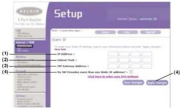 BELKIN F5D72304 - Uw type Internetverbinding instellen op 'Static IP Address' - 1