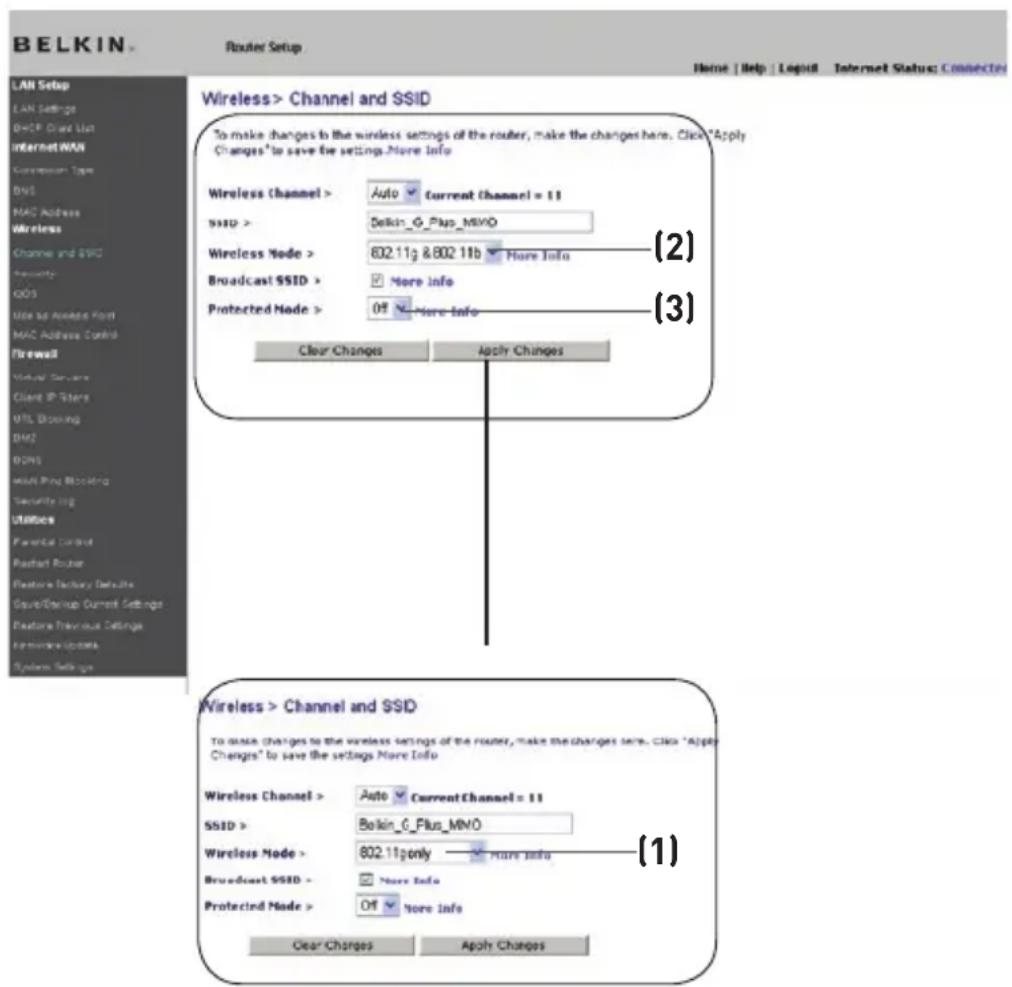 BELKIN Wireless G Plus MIMO Route - 3) Off - 1