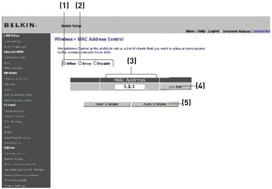 BELKIN Wireless G Plus MIMO Route - Configuration de l'Adresse MAC - 1