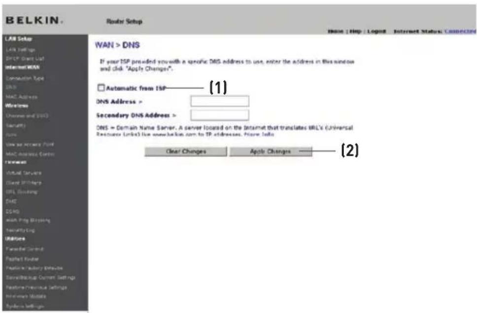 BELKIN Wireless G Plus MIMO Route - Aangepaste DNS (Domain Name Server) instellingen aanbrengen - 1