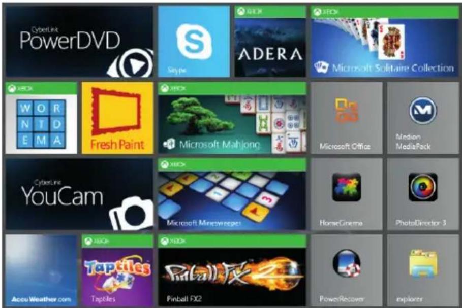 CyberLink PowerDVD Slype ADERA Microsoft Solitaire Collection Xerox W O R N T D E M A Fresh Paint Xerox Microsoft Mahjong Microsoft Office Medion MediaPack Xerox YouCam Microsoft Mineswreep HomeGinema PhotoDirector 3 AccuWeather com Tapeles Pinball FX2 PowerRecover explorer