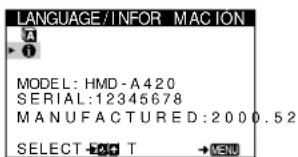 SONY HMDA420 - Visualización del nombre, número de serie y fecha de fabricación de este monitor - 1