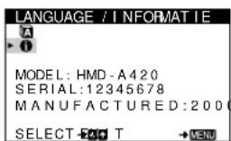 SONY HMDA420 - Model, serienummer en productiedatum van de monitor laten verschijnen - 1