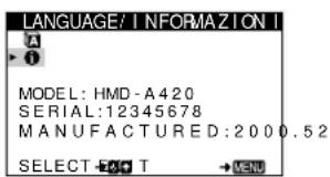 SONY HMDA420 - Visualizzazione del nome del monitor, del numero di serie e della data di produzione - 1