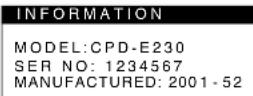 SONY CPDE230 - Anzeigen des Namens, der Seriennummer und des Herstellungsdatums des Monitors. - 1