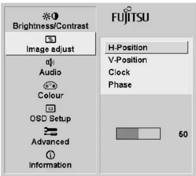FUJITSU B24W5 ECO - Réglage de l'écran à l'aide du menu OSD - 3
