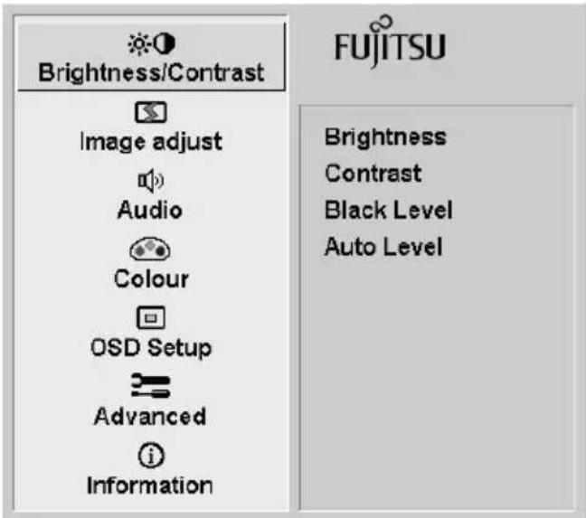 FUJITSU B24W5 ECO - Réglage de l'écran à l'aide du menu OSD - 2