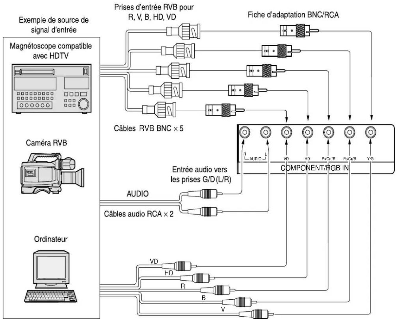 YAMAHA PDM1 - Raccordement pour les composantes des signaux ou l'entrée RVB - 1