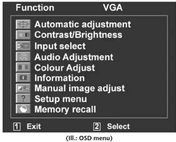 MEDION Akoya P54018 MD20338 - The OSD menu - 1