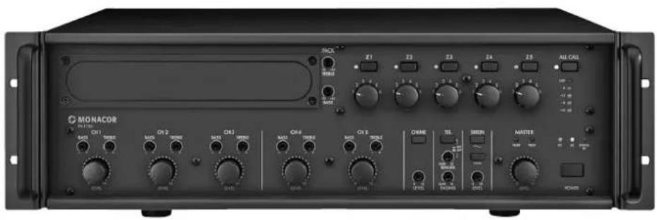 Monacor PA4000PTT - ELA-Mischverstärker für 5 Zonen PA Mixing Amplifier for 5 Zones - 1