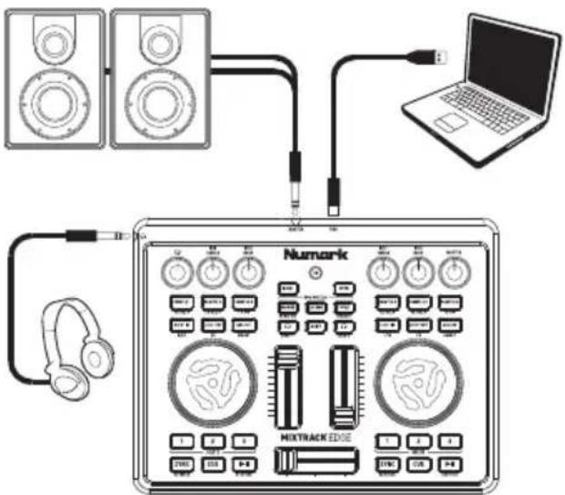 NUMARK Mixtrack Edge - Diagrama de instalación y conexión rápida - 1