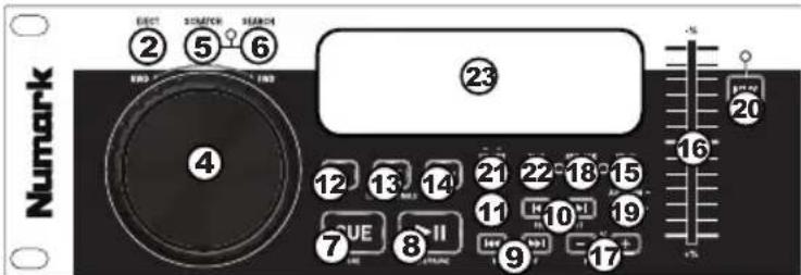 NUMARK CDN450 - FRONT PANEL FEATURES - 1