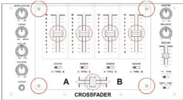 DAP-Audio Core Mix4 USB - Comment refirer la partie couvrant les faders - 1