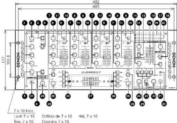 DENON DNX800 - FRONT PANEL DIAGRAM / VORDERES BEDIENFELD-SCHEMA / SCHEMA DU PANNEAU AVANT / DIAGRAMA DEL PANEL FRONTAL / OVERZICHT VAN VOORPANEEL / FRONTPANELEN - 1