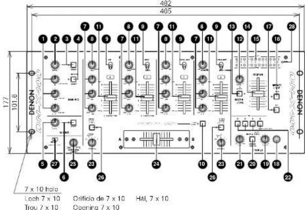 DENON DNX400 - FRONT PANEL DIAGRAM / VORDERES BEDIENFELD-SCHEMA / SCHEMA DU PANNEAU AVANT / DIAGRAMA DEL PANEL FRONTAL / OVERZICHT VAN VOORPANEEL / FRONTPANELEN - 1