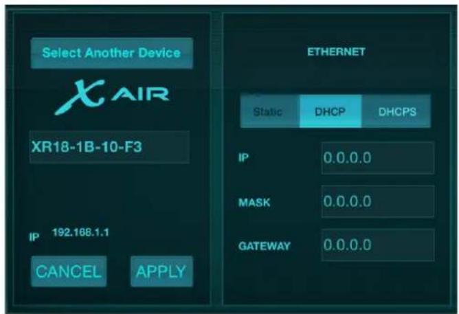 BEHRINGER X Air XR12 - Adresse IP et DHCP - 1