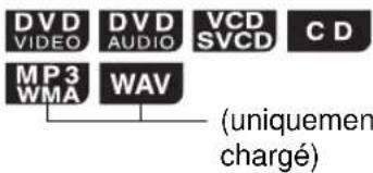 DVD VIDEO DVD AUDIO VCD SVCD C D MP3 WMA WAV (uniquement chargé)