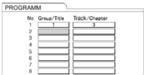 PROGRAMM No. Group/Title Track/Chapter 1 1 3 2 3 4 5 6 7 8