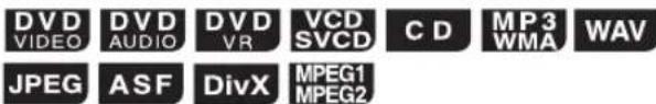 DVD VIDEO DVD AUDIO DV VR VCD SVCD C D MP3 WMA WAV JPEG ASF DivX MPEG1 MPEG2