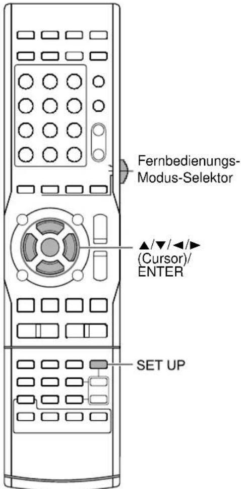 Fernbedienungs- Modus-Selektor ▲/▼/◄/ (Cursor)/ ENTER SET UP
