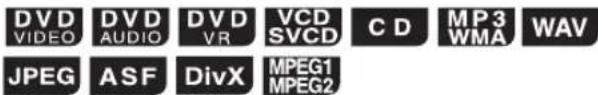 DVD VIDEO DVD AUDIO DV VR VCD SVCD C D MP3 WMA WAV JPEG ASF DivX MPEG1 MPEG2