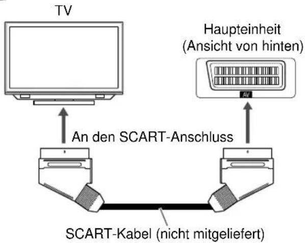 TV Haupteinheit (Ansicht von hinten) An den SCART-Anschluss SCART-Kabel (nicht mitgeliefert)