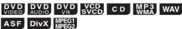 DVD VIDEO DVD AUDIO DV VR VCD SVCD CD MP3 WMA WAV ASF DivX MPEG1 MPEG2