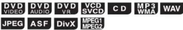 DVD VIDEO DVD AUDIO VCD VR VCD SVCD C D MP3 WMA WAV JPEG ASF DivX MPEG1 MPEG2