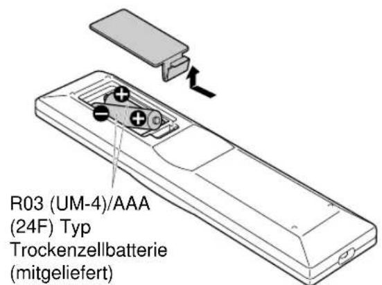 JVC CANXF3 - Einsetzen der Batterien in die Fernbedienung - 1