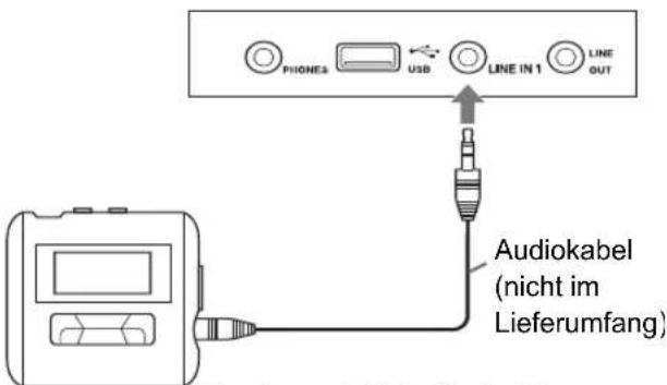 PHONES USB LINE IN 1 LINE OUT Audiokabel (nicht im Lieferumfang)