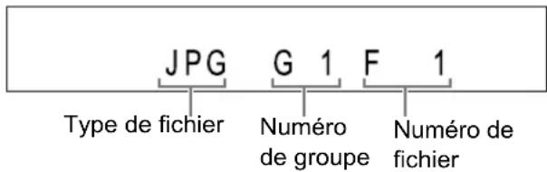 JPG G 1 F 1 Type de fichier Numéro de groupe Numéro de fichier