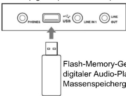 PHONES USB LINE IN 1 LINE OUT Flash-Memory-Ge digitaler Audio-Pla Massenspeicherg