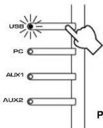 YAMAHA APU70 - Maintenez enfoncée la touche de sélection d'entrée USB jusqu'à ce que le nombre de canaux disparaisse de l'affichage (environ deux secondes). - 1