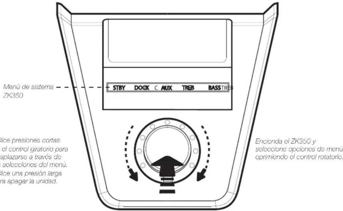 KICKER ZK 350 - USO DEL CONTROL ROTATORIO DEL MENU DE SISTEMA - 1