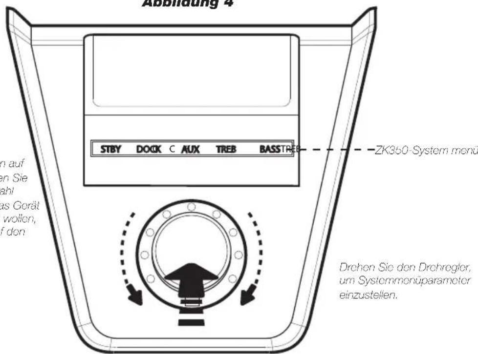 KICKER ZK 350 - VERWENDUNG DES SYSTEMMENÜ-DREHREGLERS - 1