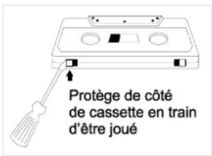 Protège de côté de cassette en train d'être joué