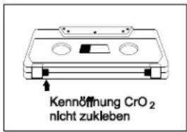 Kennöffnung CrO₂ nicht zukleben