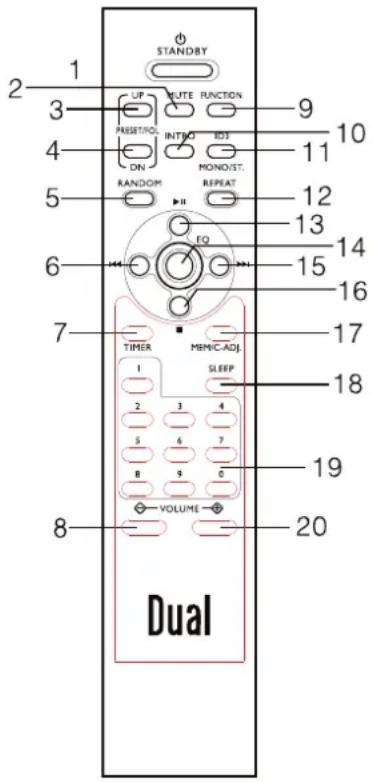 DUAL Vertical 116 - Die Tasten der Fernbedienung - 1