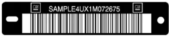 CHEVROLET Corvette (2010) - Numéro d'identification du véhicule (NIV) - 1