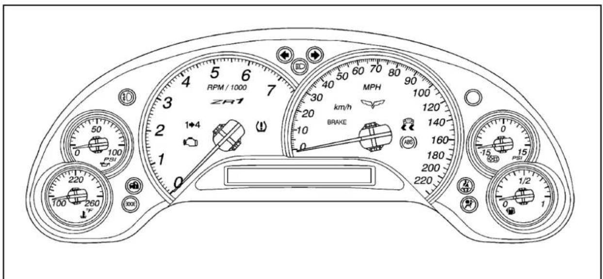 CHEVROLET Corvette (2010) - Feuxdedétresses,jaugeset témoins - 2