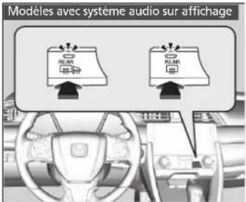 Honda Civic (2016) - Bouton de désembueur de lunette/rétroviseurs extérieurs chauffants\* - 2