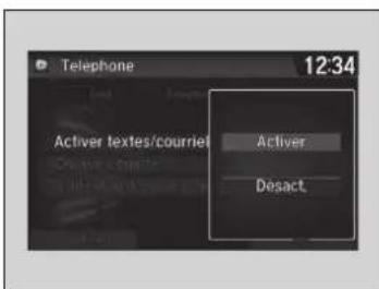 Honda Civic (2016) - Pour configurer les options de message texte/courriel - 1