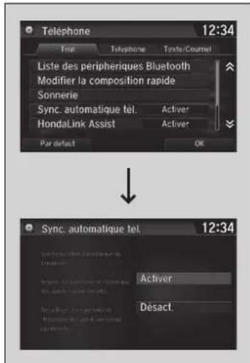 Honda Civic (2016) - Importation automatique du répertoire du téléphone cellulaire et de l'historique des appels - 2