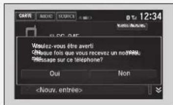 Honda Civic (2016) - Réception d'un message texte/courriel - 1