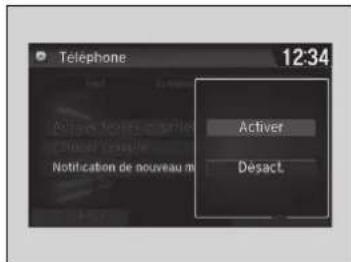 Honda Civic (2016) - Pour configurer les options de message texte/courriel - 2
