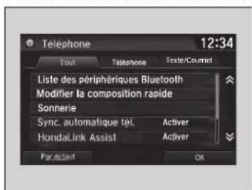 Honda Civic (2016) - ■Écran des configurations du téléphone - 1